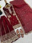 DESIGNER FENDY SILK EMBROIDERY CODING AND SEQUENCE WORK TOP PALAZZO WITH DUPATTA FESTIVE WEAR WHOLESALE PRICE ETHNIC GARMENT (5)