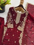 DESIGNER FENDY SILK EMBROIDERY CODING AND SEQUENCE WORK TOP PALAZZO WITH DUPATTA FESTIVE WEAR WHOLESALE PRICE ETHNIC GARMENT (5)