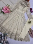DESIGNER FENDY SILK EMBROIDERY SEQUENCE WORK GOWN BOTTOM WITH DUPATTA WEDDING WEAR WHOLESALE PRICE ETHNIC GARMENT (8)