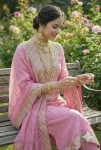 DESIGNER FENDY SILK EMBROIDERY SEQUENCE WORK WITH HAND DIAMOND WORK TOP PALAZZO WITH DUPATTA FESTIVE WEAR WHOLESALE PRICE ETHNIC GARMENT (9)