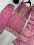 DESIGNER FENDY SILK EMBROIDERY SEQUENCE WORK WITH HAND DIAMOND WORK TOP PALAZZO WITH DUPATTA FESTIVE WEAR WHOLESALE PRICE ETHNIC GARMENT (9)