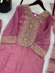 DESIGNER FENDY SILK EMBROIDERY SEQUENCE WORK WITH HAND DIAMOND WORK TOP PALAZZO WITH DUPATTA FESTIVE WEAR WHOLESALE PRICE ETHNIC GARMENT (9)