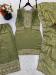 DESIGNER FENDY SILK EMBROIDERY SEQUENCE WORK WITH HAND DIAMOND WORK TOP PALAZZO WITH DUPATTA FESTIVE WEAR WHOLESALE PRICE ETHNIC GARMENT (1)