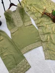 DESIGNER FENDY SILK EMBROIDERY SEQUENCE WORK WITH HAND DIAMOND WORK TOP PALAZZO WITH DUPATTA FESTIVE WEAR WHOLESALE PRICE ETHNIC GARMENT (1)