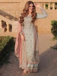 DESIGNER GEORGETTE EMBROIDERY SEQUENCE WORK MINT