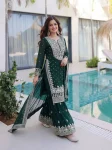 DESIGNER GEORGETTE EMBROIDERY SEQUENCE ZARI WORK TOP SHARARA WITH DUPATTA FESTIVE WEAR WHOLESALE PRICE ETHNIC GARMENT (18)