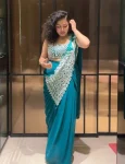 DESIGNER GEORGETTE EMBROIDERY THREAD & SEQUENCE WORK READY TO WEAR SAREE WITH STITCHED BLOUSE RAMA