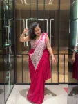DESIGNER GEORGETTE EMBROIDERY THREAD & SEQUENCE WORK READY TO WEAR SAREE WITH STITCHED BLOUSE RANI