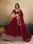 DESIGNER GEORGETTE EMBROIDERY WORK LEHENGA CHOLI WITH DUPATTA MAROON