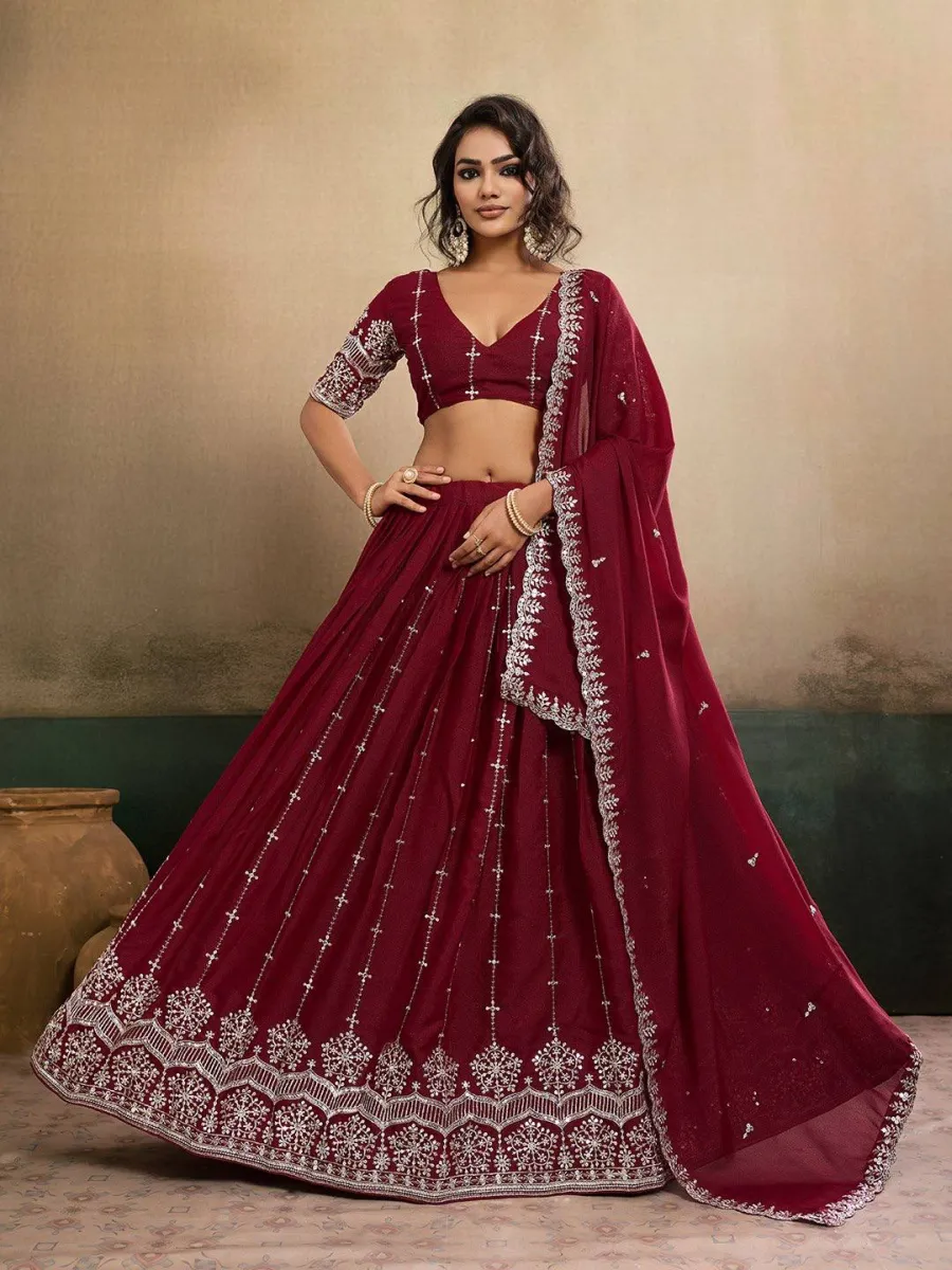 DESIGNER GEORGETTE EMBROIDERY WORK LEHENGA CHOLI WITH DUPATTA WEDDING WEAR WHOLESALE PRICE ETHNIC GARMENT (1)