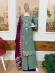 DESIGNER GEORGETTE EMBROIDERY WORK TOP PALAZZO WITH DUPATTA FESTIVE WEAR WHOLESALE PRICE ETHNIC GARMENT (5)