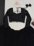 DESIGNER GEORGETTE RUFFLE STYLE LEHENGA CHOLI WITH DUPATTA FESTIVE WEAR WHOLESALE PRICE ETHNIC GARMENT (1)