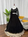 DESIGNER GEORGETTE RUFFLE STYLE LEHENGA CHOLI WITH DUPATTA FESTIVE WEAR WHOLESALE PRICE ETHNIC GARMENT (1)