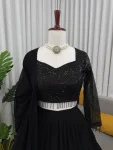 DESIGNER GEORGETTE RUFFLE STYLE LEHENGA CHOLI WITH DUPATTA FESTIVE WEAR WHOLESALE PRICE ETHNIC GARMENT (1)