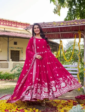 DESIGNER GEORGETTE SEQUENCE EMBROIDERY WORK GOWN WITH DUPATTA RANI