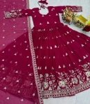 DESIGNER GEORGETTE SEQUENCE EMBROIDERY WORK GOWN WITH DUPATTA FESTIVE WEAR WHOLESALE PRICE ETHNIC GARMENT (10)