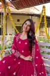 DESIGNER GEORGETTE SEQUENCE EMBROIDERY WORK GOWN WITH DUPATTA FESTIVE WEAR WHOLESALE PRICE ETHNIC GARMENT (10)