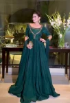 DESIGNER GEORGETTE SEQUENCE , ZARI & THREAD WORK GOWN BOTTOM WITH DUPATTA GREEN