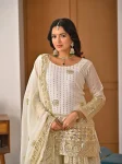 DESIGNER GEORGETTE SILK SEQUENCE AND EMBROIDERY WORK TOP SHARARA WITH DUPATTA WEDDING WEAR WHOLESALE PRICE ETHNIC GARMENT (2)