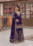 DESIGNER GEORGETTE ZARI & 5MM SEQUENCE EMBROIDERY WORK TOP PALAZZO WITH DUPATTA WEDDING WEAR WHOLESALE PRICE ETHNIC GARMENT (11)