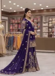 DESIGNER GEORGETTE ZARI & 5MM SEQUENCE EMBROIDERY WORK TOP PALAZZO WITH DUPATTA WEDDING WEAR WHOLESALE PRICE ETHNIC GARMENT (11)