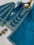DESIGNER GERMAN CHINON SILK EMBROIDERY SEQUENCE AND JHARKAN WORK TOP PALAZZO WITH DUPATTA FESTIVE WEAR WHOLESALE PRICE ETHNIC GARMENT (9)