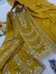 DESIGNER GERMAN CHINON SILK EMBROIDERY SEQUENCE AND JHARKAN WORK TOP PALAZZO WITH DUPATTA FESTIVE WEAR WHOLESALE PRICE ETHNIC GARMENT (16)