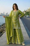 DESIGNER GERMAN CHINON SILK EMBROIDERY SEQUENCE AND JHARKAN WORK TOP PALAZZO WITH DUPATTA FESTIVE WEAR WHOLESALE PRICE ETHNIC GARMENT (2)