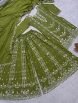 DESIGNER GERMAN CHINON SILK EMBROIDERY SEQUENCE AND JHARKAN WORK TOP PALAZZO WITH DUPATTA FESTIVE WEAR WHOLESALE PRICE ETHNIC GARMENT (2)