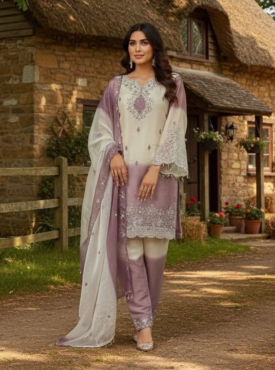 DESIGNER GMY SILK EMBROIDERY AND SEQUENCE WITH DIGITAL PRINT WORK TOP BOTTOM WITH DUPATTA FESTIVE WEAR WHOLESALE PRICE ETHNIC GARMENT (11)