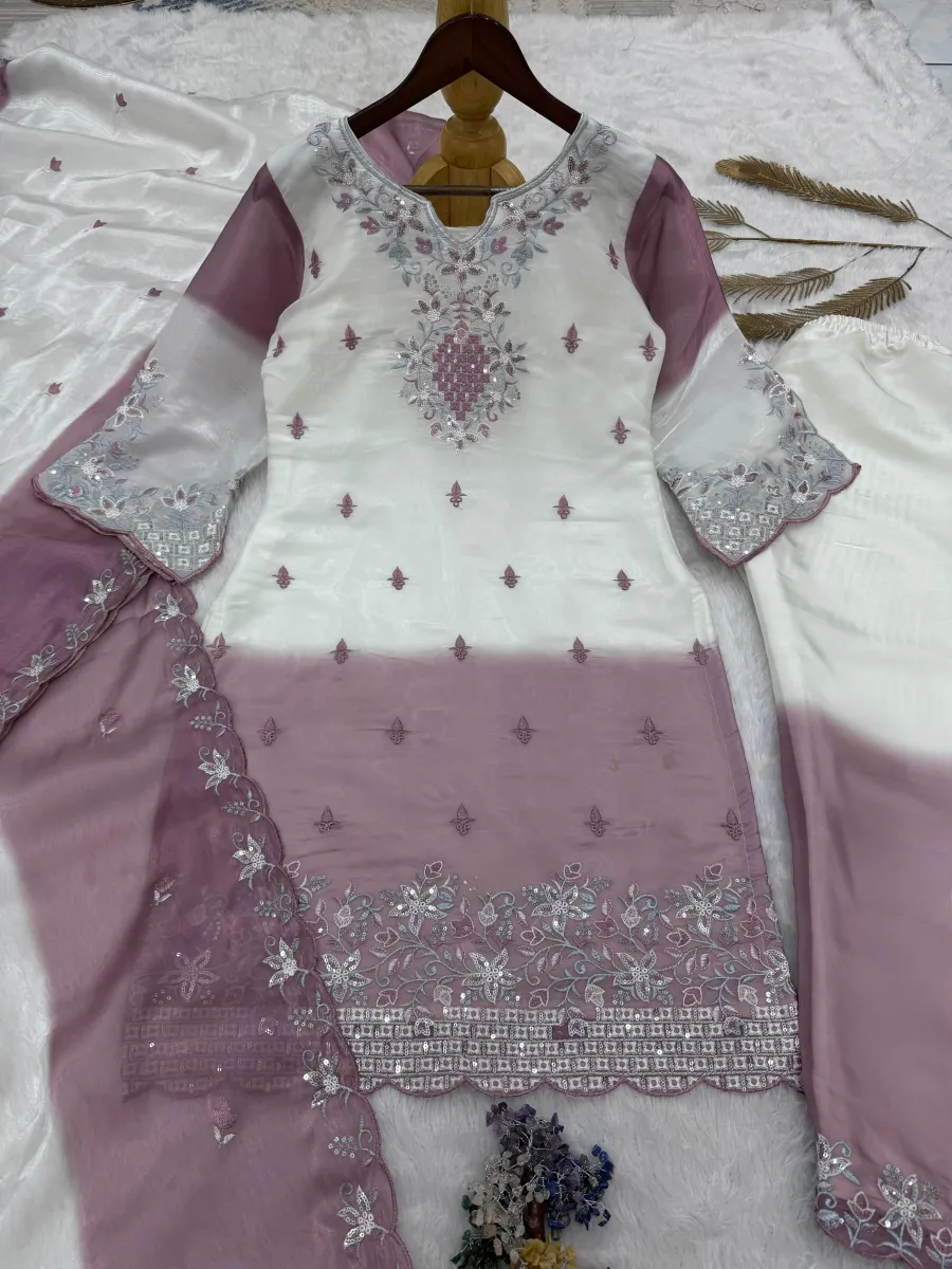 DESIGNER GMY SILK EMBROIDERY AND SEQUENCE WITH DIGITAL PRINT WORK TOP BOTTOM WITH DUPATTA FESTIVE WEAR WHOLESALE PRICE ETHNIC GARMENT (14)
