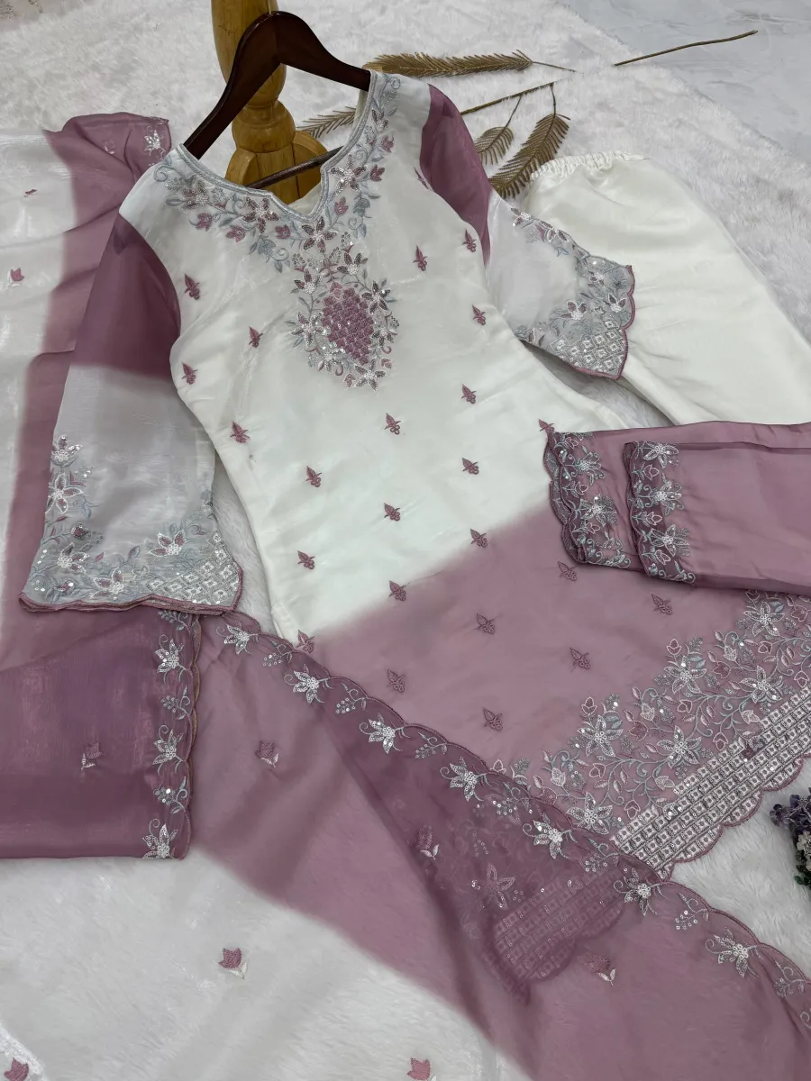 DESIGNER GMY SILK EMBROIDERY AND SEQUENCE WITH DIGITAL PRINT WORK TOP BOTTOM WITH DUPATTA FESTIVE WEAR WHOLESALE PRICE ETHNIC GARMENT (21)