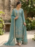 DESIGNER GMY SILK EMBROIDERY SEQUENCE WORK TOP PALAZZO WITH DUPATTA RAMA