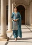 DESIGNER GMY SILK EMBROIDERY WORK TOP PATIYALA WITH DUPATTA TEAL