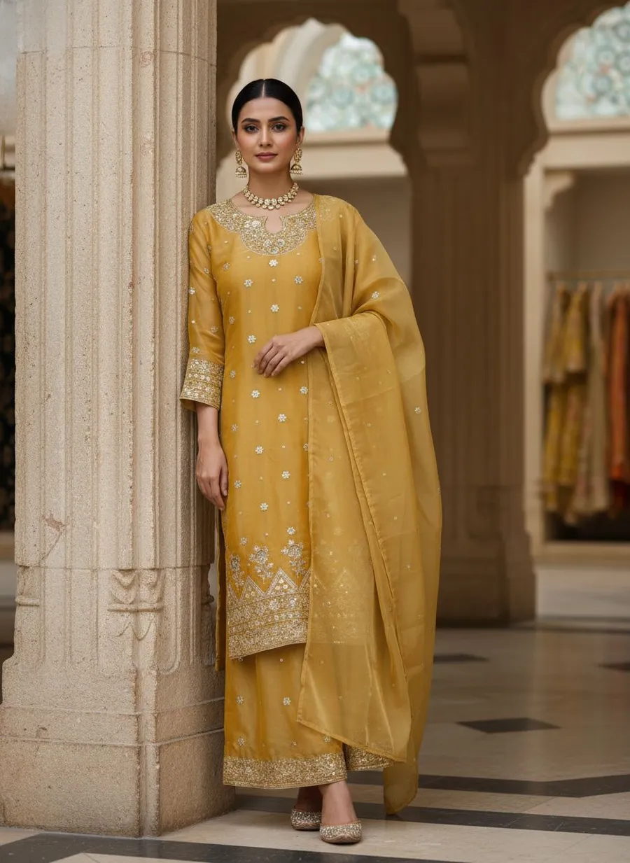 DESIGNER GMY SILK SEQUENCE & ZARI EMBROIDERY WORK TOP PALAZZO WITH DUPATTA FESTIVE WEAR WHOLESALE PRICE ETHNIC GARMENT (9)