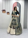 DESIGNER JACQUARD SILK FANCY MOTI WORK LEHENGA CHOLI WITH DUPATTA WEDDING WEAR WHOLESALE PRICE ETHNIC GARMENT (9)