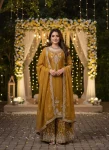 DESIGNER JMC SILK THREAD & SEQUENCE WORK TOP PALAZZO WITH DUPATTA MUSTARD