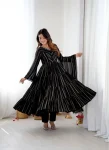 DESIGNER MAL CHANDERI REAL MIRROR WITH HANDWORK GOWN BOTTOM WITH DUPATTA BLACK