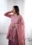 DESIGNER MAL CHANDERI REAL MIRROR WITH HANDWORK TOP SHARARA WITH DUPATTA FESTIVE WEAR WHOLESALE PRICE ETHNIC GARMENT (23)
