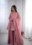 DESIGNER MAL CHANDERI REAL MIRROR WITH HANDWORK TOP SHARARA WITH DUPATTA FESTIVE WEAR WHOLESALE PRICE ETHNIC GARMENT (23)