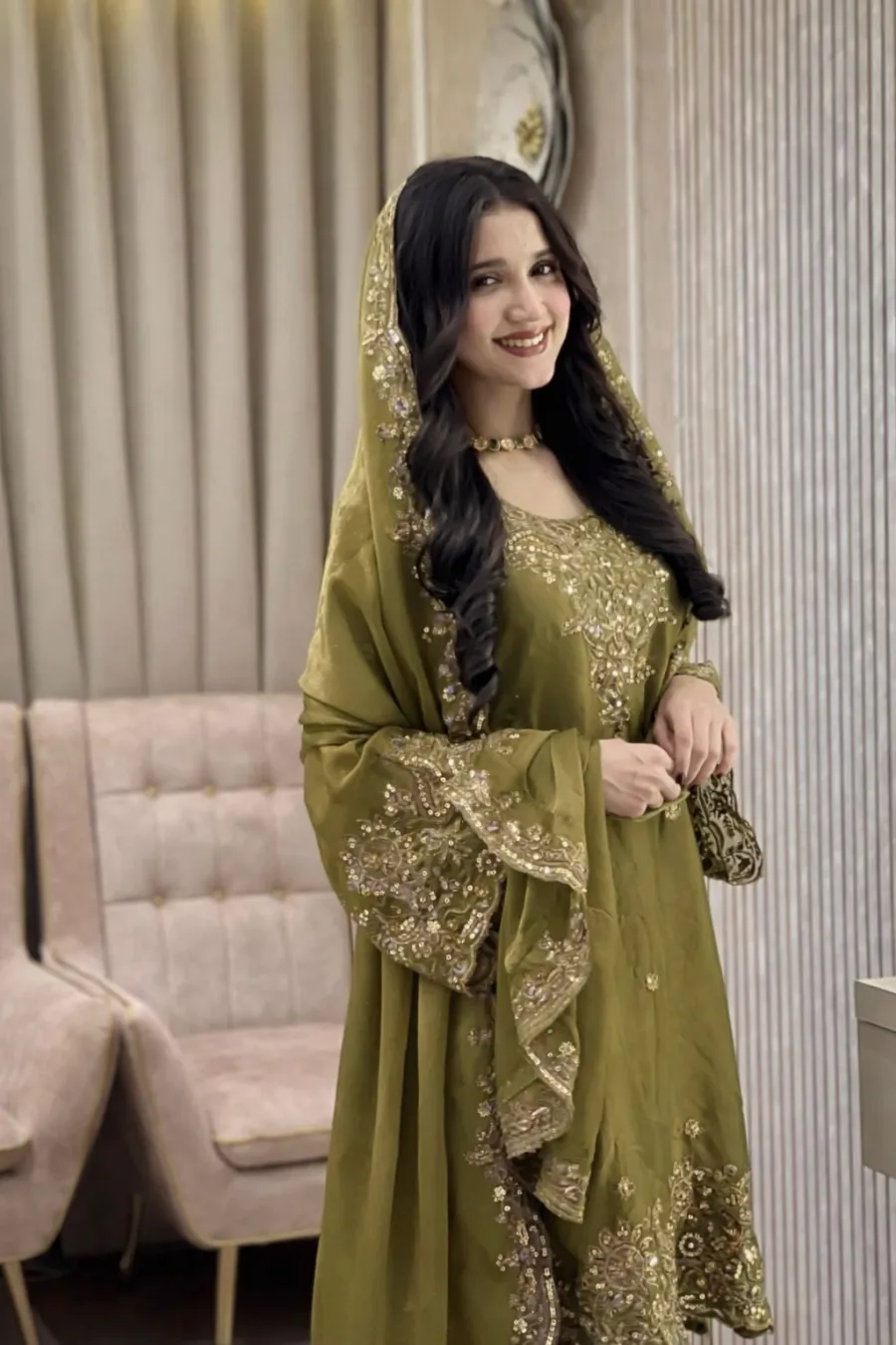DESIGNER MOSS SILK SEQUENCE & ZARI THREAD EMBROIDERY WORK TOP PALAZZO WITH DUPATTA FESTIVE WEAR WHOLESALE PRICE ETHNIC GARMENT (11)