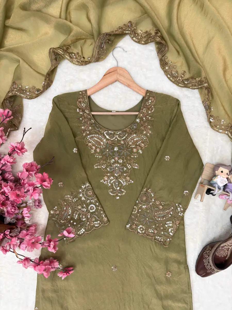 DESIGNER MOSS SILK SEQUENCE & ZARI THREAD EMBROIDERY WORK TOP PALAZZO WITH DUPATTA FESTIVE WEAR WHOLESALE PRICE ETHNIC GARMENT (16)