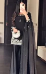 DESIGNER NATURAL CREPE THREAD WITH SEQUENCE WORK TOP PALAZZO WITH DUPATTA BLACK
