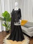 DESIGNER NATURAL CREPE THREAD WITH SEQUENCE WORK TOP PALAZZO WITH DUPATTA FESTIVE WEAR WHOLESALE PRICE ETHNIC GARMENT (3)