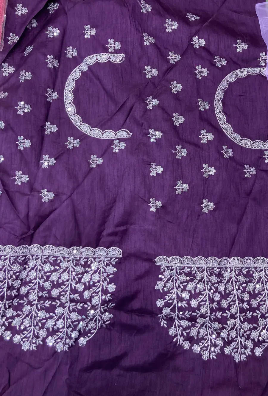 DESIGNER ORGANZA EMBROIDERY WORK CUTWORK BORDER SAREE WITH UNSTITCHED BLOUSE WEDDING WEAR WHOLESALE PRICE ETHNIC GARMENT (8)