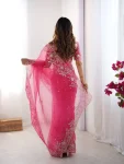 DESIGNER ORGANZA SILK THREAD & SEQUENCE EMBROIDERY WORK SAREE WITH UNSTITCHED BLOUSE PARTY WEAR WHOLESALE PRICE ETHNIC GARMENT (3)