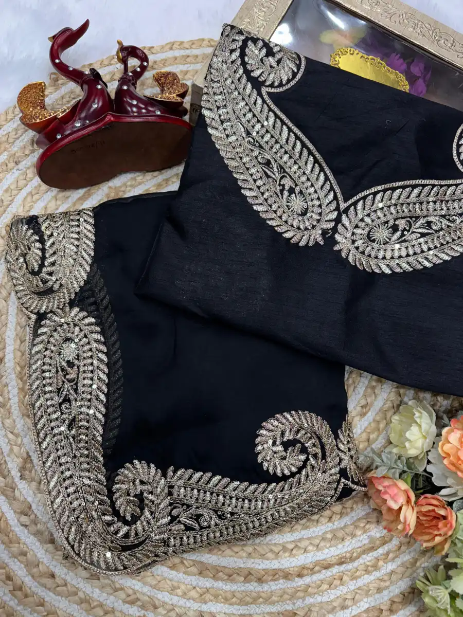 DESIGNER RANGOLI SILK ZARI AND SEQUENCE EMBROIDERY WORK SAREE WITH UNSTITCHED BLOUSE PARTY WEAR WHOLESALE PRICE ETHNIC GARMENT (10)