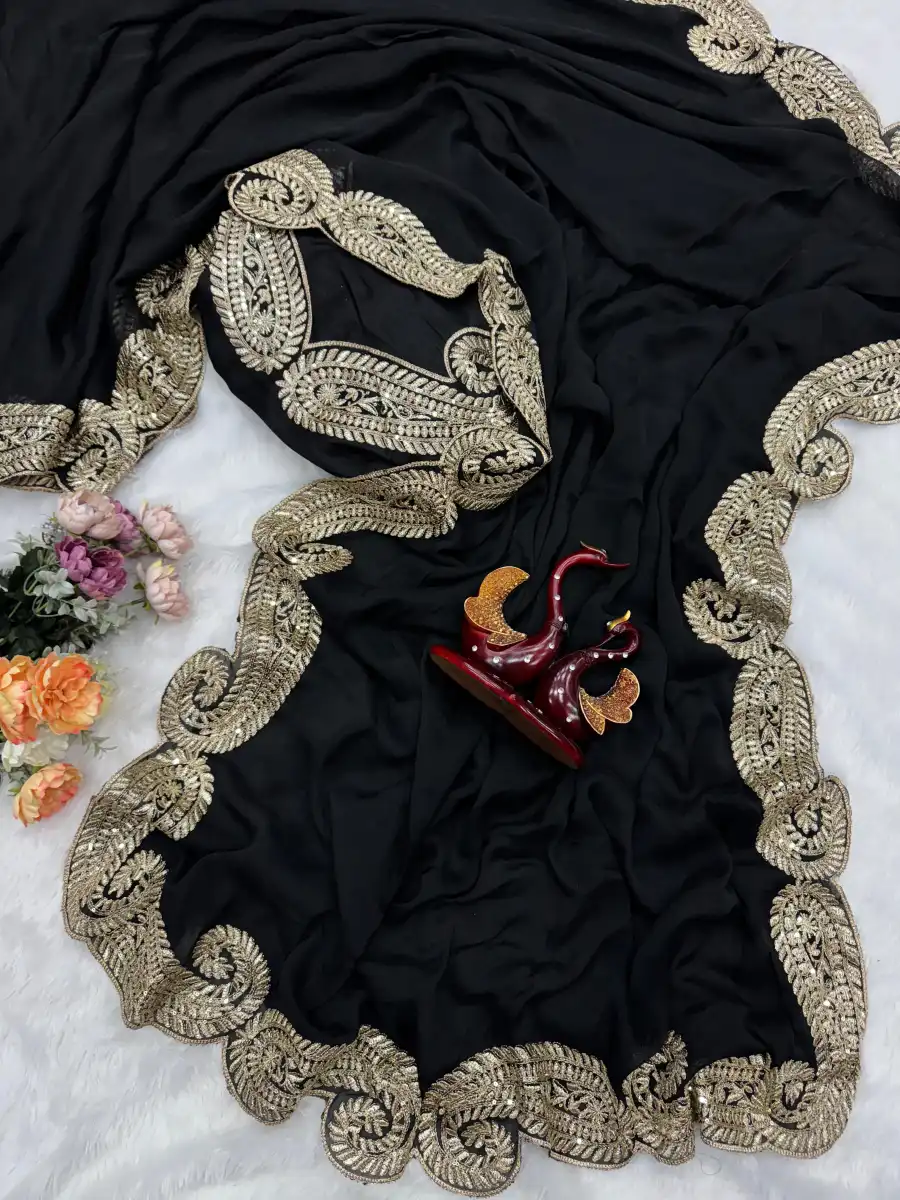 DESIGNER RANGOLI SILK ZARI AND SEQUENCE EMBROIDERY WORK SAREE WITH UNSTITCHED BLOUSE PARTY WEAR WHOLESALE PRICE ETHNIC GARMENT (12)