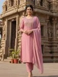DESIGNER RAYON EMBROIDERY WORK TOP BOTTOM WITH DUPATTA FESTIVE WEAR WHOLESALE PRICE ETHNIC GARMENT (9)
