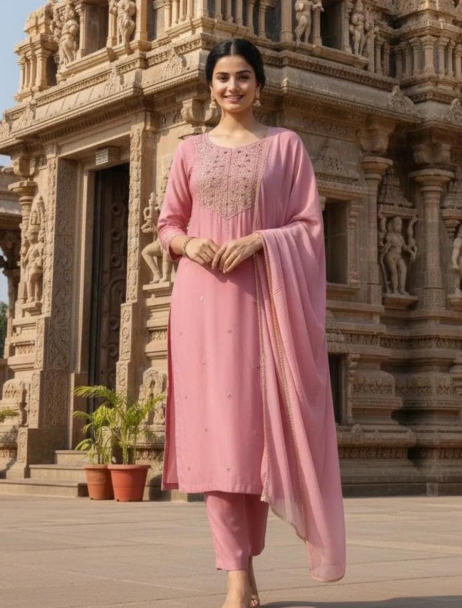 DESIGNER RAYON EMBROIDERY WORK TOP BOTTOM WITH DUPATTA FESTIVE WEAR WHOLESALE PRICE ETHNIC GARMENT (10)